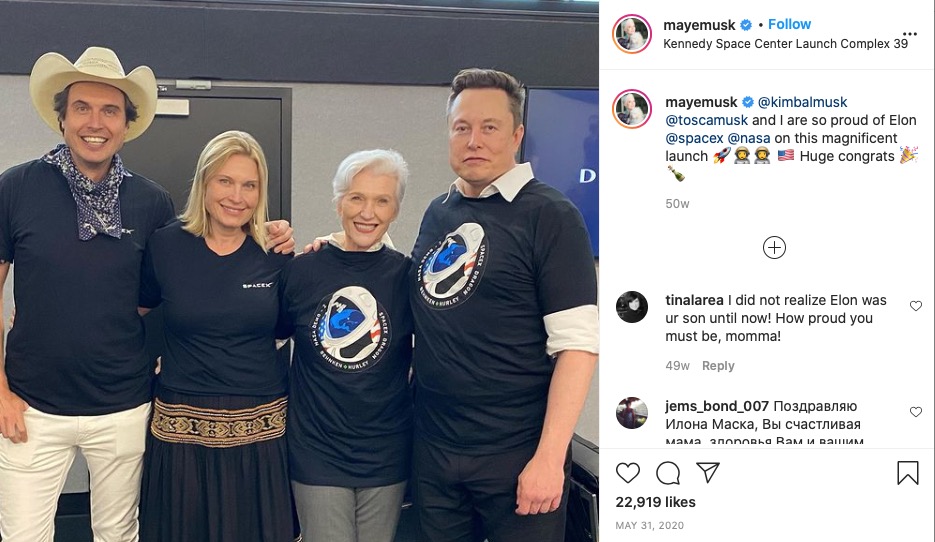 Maye Musk with her kids